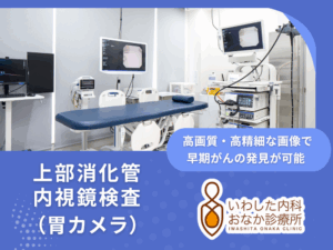 上部消化管内視鏡検査（胃カメラ）の紹介です。当院では、最新のオリンパス社製内視鏡システム「EVIS X-1」を導入し、胃カメラ検査を行っています。高画質・高精細な画像により、早期がんの発見が可能です。検査当日の流れについての説明を行っています。
